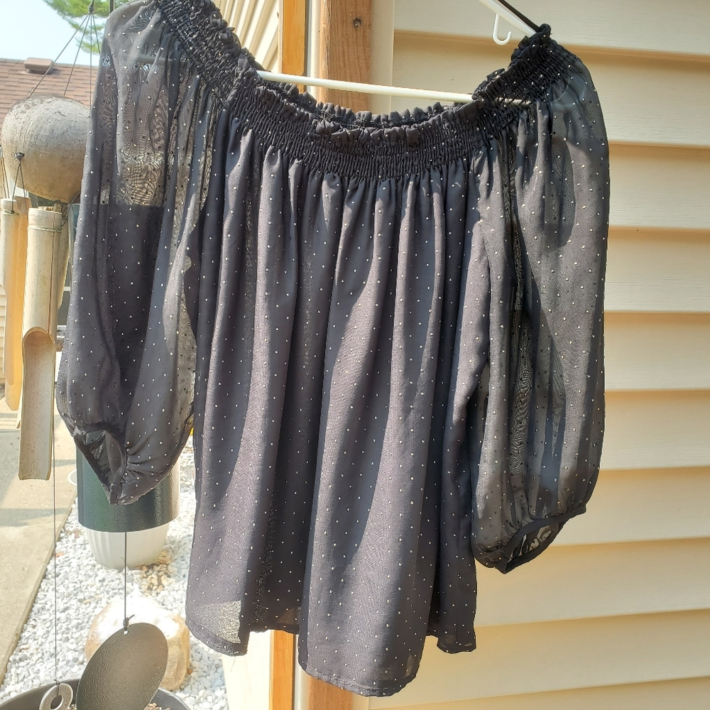 Zara Off Shoulder Black Top - Picture 2 of 6